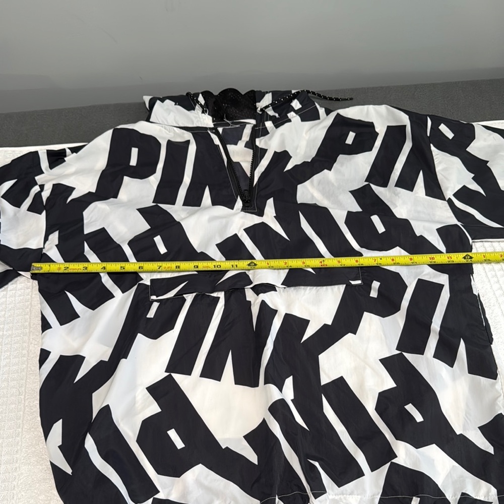 PINK Victoria's Secret Black and White Hoodie WinBreaker not sizes on tag - Picture 8 of 11